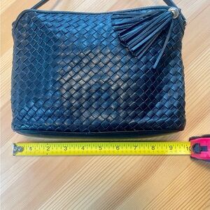 Vintage Black woven leather crossbody